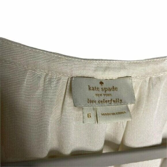 Kate Spade Blouse‎ Women's Size 6 Ivory Ruffle Collared Silk - Picture 3 of 9